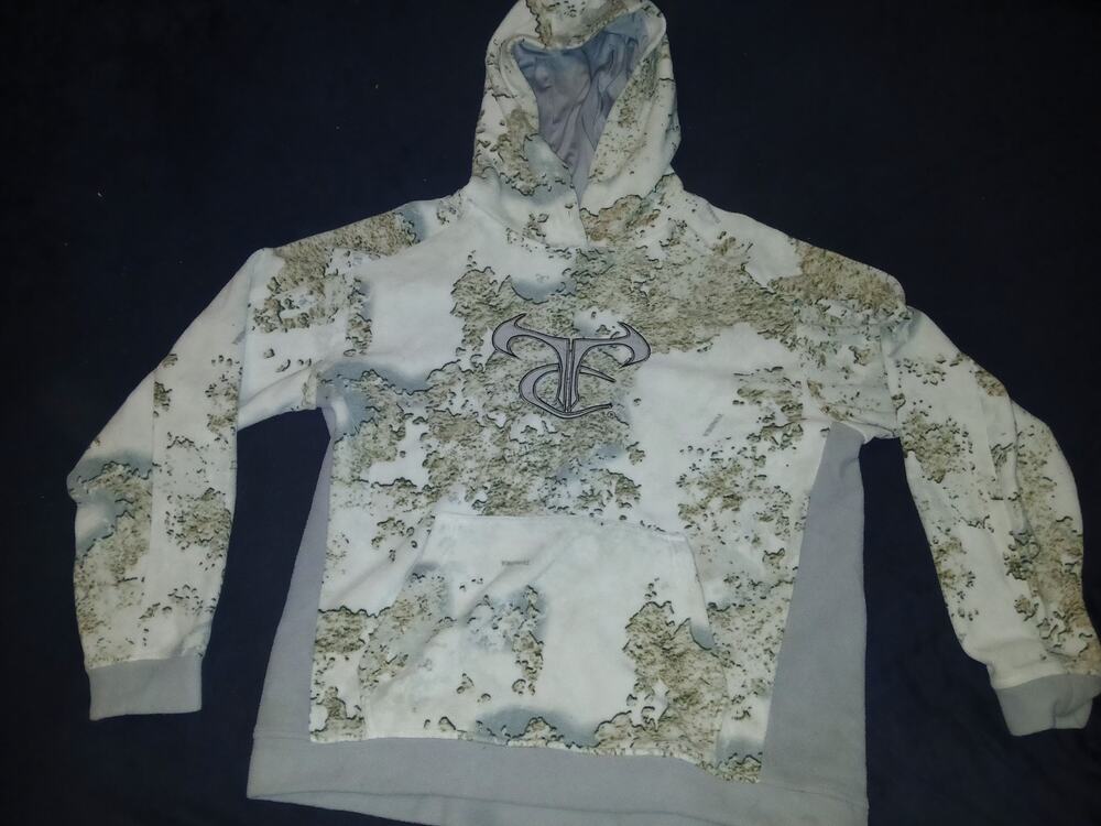New True Timber Polar Fleece Hoodie with TTC logo Tundra /Camo 1/4 zip Sz M